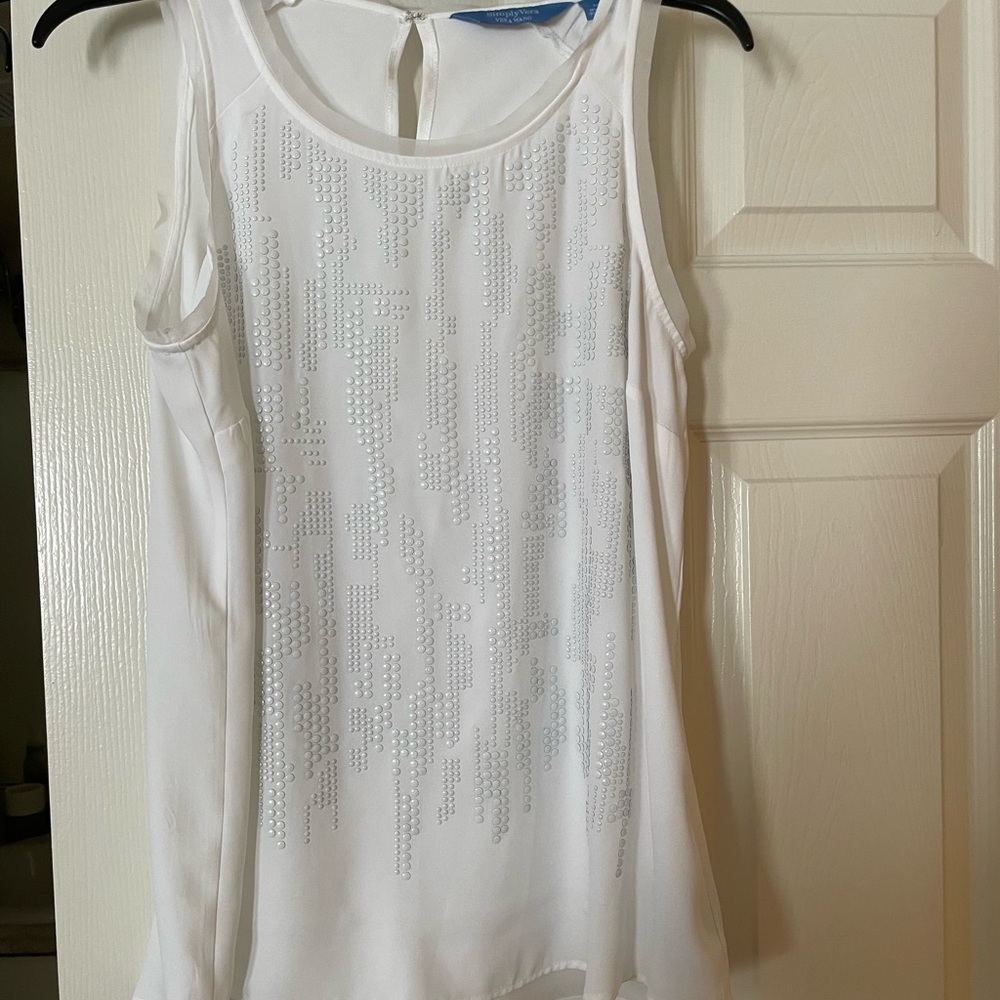White embellished tank top